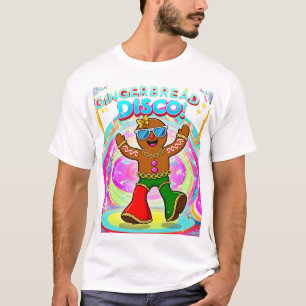 Gingerbread Disco Party Retro Christmas Design T-Shirt