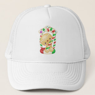Gingerbread Doll Peppermint Pixel Art Trucker Hat