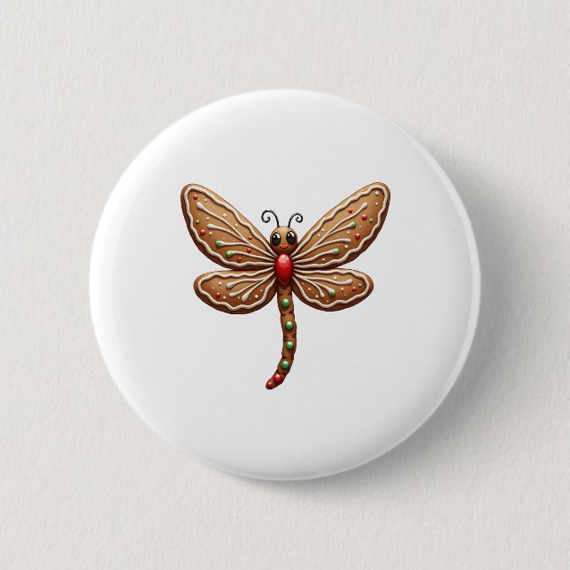 Gingerbread Dragonfly 2 Inch Round Button (Front)