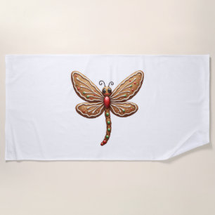 Gingerbread Dragonfly Beach Towel