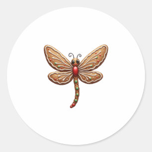 Gingerbread Dragonfly Classic Round Sticker