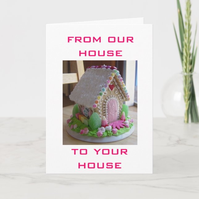 GINGERBREAD EASTER HOUSE GREETINGS FROM US HOLIDAY CARD (Front)