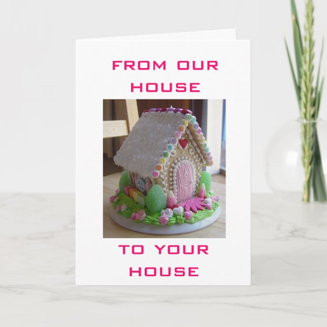GINGERBREAD EASTER HOUSE GREETINGS FROM US HOLIDAY CARD (Front)
