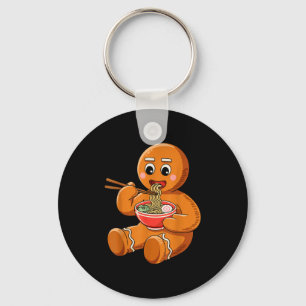 Gingerbread Eating Ramen Funny Christmas Japanese Keychain