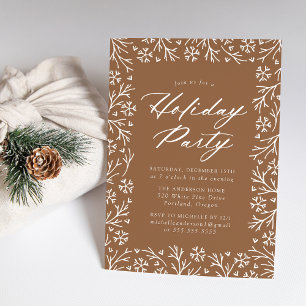 Gingerbread Elegant Snowflake Holiday Party Invitation
