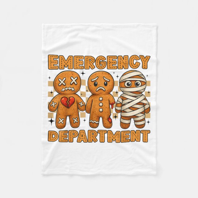 Gingerbread Emergency Department Christmas Nurse D Fleece Blanket (Front)