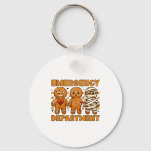 Gingerbread Emergency Department Christmas Nurse D Keychain