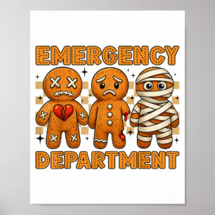 Gingerbread Emergency Department Christmas Nurse D Poster