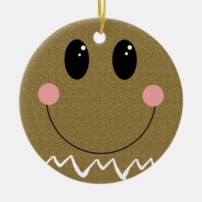 Gingerbread Face Personalized Ornament (Front)