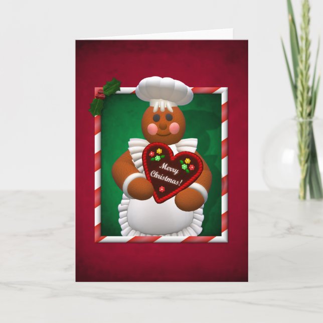Gingerbread Family: Bakery Girl Holiday Card (Front)