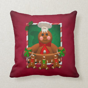 Gingerbread Family: Funny Baker Throw Pillow