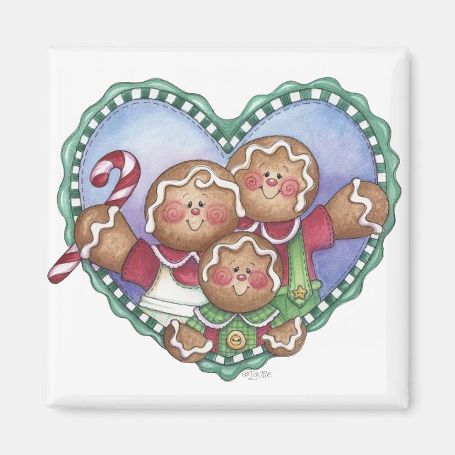 Gingerbread Family Heart Magnet (Front)