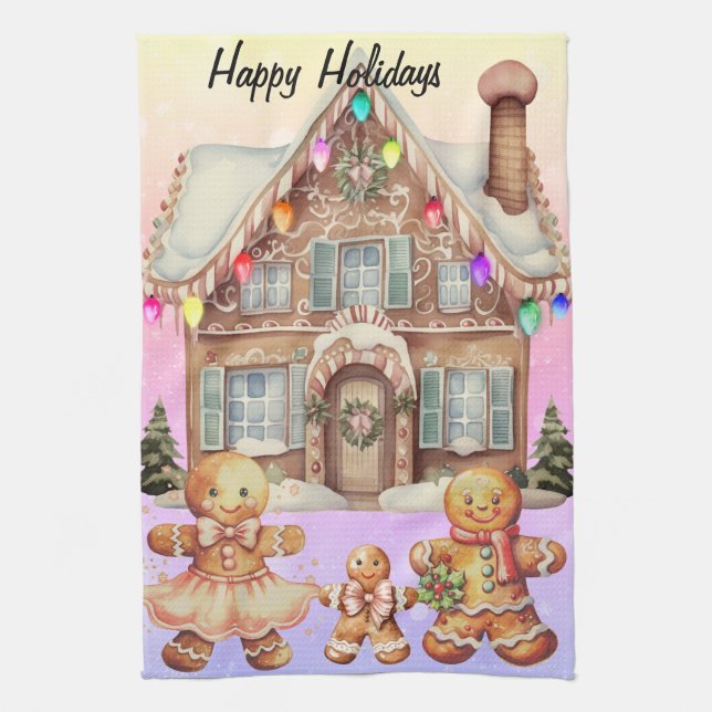 Gingerbread Family Kitchen Towel (Vertical)