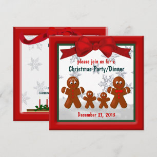 Gingerbread Family of Four Christmas Invitation