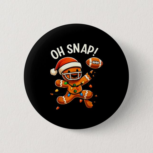Gingerbread Football Oh Snap Christmas Lights Desi 2 Inch Round Button (Front)