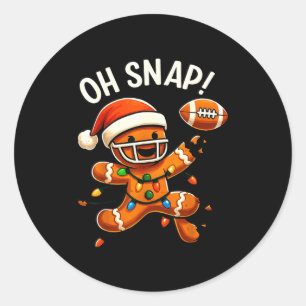 Gingerbread Football Oh Snap Christmas Lights Desi Classic Round Sticker