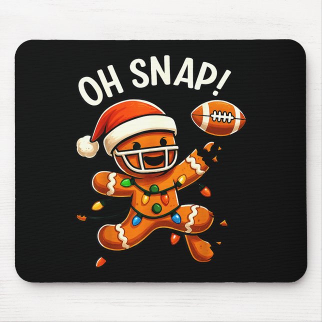 Gingerbread Football Oh Snap Christmas Lights Desi Mouse Pad (Front)