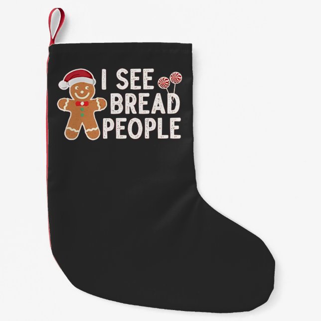 Gingerbread Funny Christmas baking holiday  Small Christmas Stocking (Front)