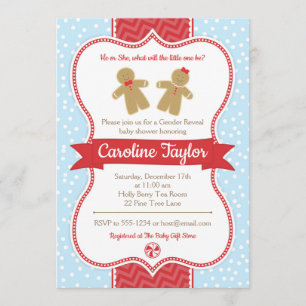 Gingerbread Gender Reveal Baby Shower Invitation