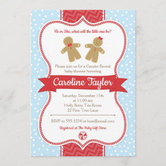 Gingerbread Gender Reveal Baby Shower Invitation