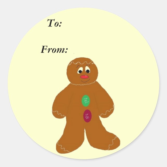Gingerbread Gifttag Classic Round Sticker (Front)
