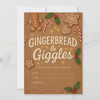 Gingerbread & Giggles Christmas Party Invitation