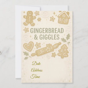 Gingerbread & Giggles Winter Invitation  Whimsical