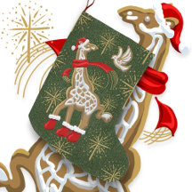 Gingerbread Giraffe/Dove Large Christmas Stocking