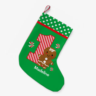 Gingerbread Girl 1st Birthday Small Christmas Stocking