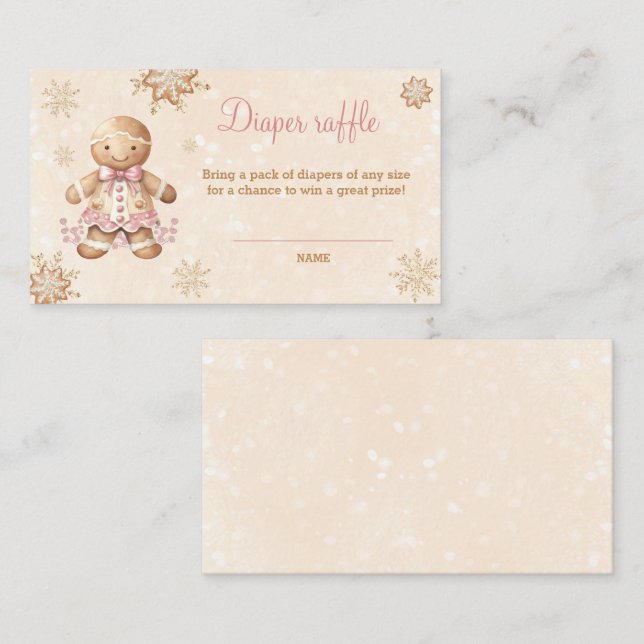 Gingerbread Girl Baby Shower Diaper Raffle Card (Front/Back)