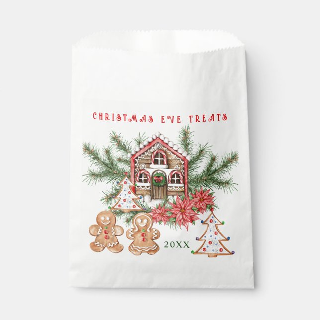 Gingerbread Girl Boy Candy Cane Christmas Favour Bag (Front)