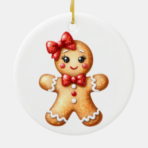 Gingerbread Girl Ceramic Ornament