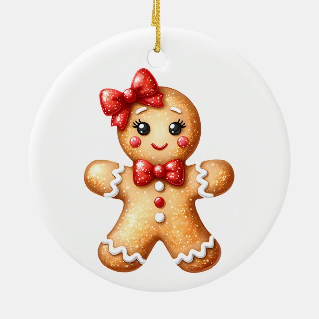 Gingerbread Girl Ceramic Ornament (Back)
