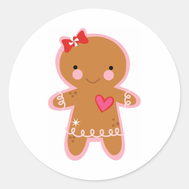 Gingerbread Girl Classic Round Sticker (Front)
