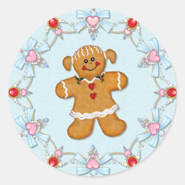 Gingerbread Girl Classic Round Sticker (Front)