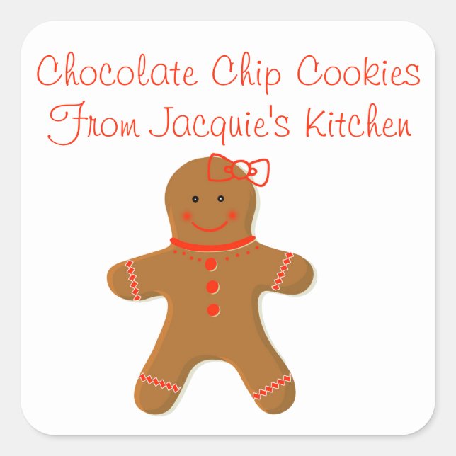 Gingerbread Girl Homemade Bakery Square Sticker (Front)