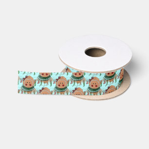 Gingerbread Girl Sketch Satin Ribbon