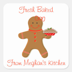 Gingerbread Girl with Pie Label