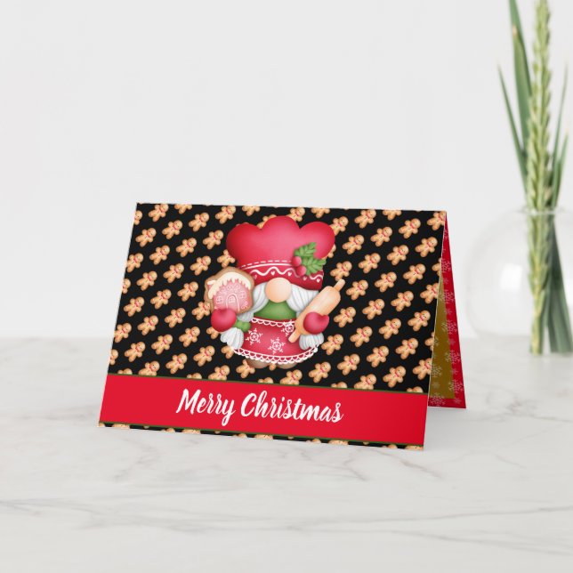 Gingerbread Gnome Customize Colour and Text Holida Holiday Card (Front)