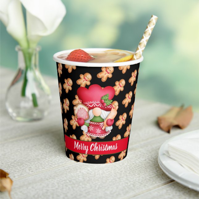 Gingerbread Gnome Customize Colour and Text Paper Cups (Insitu)