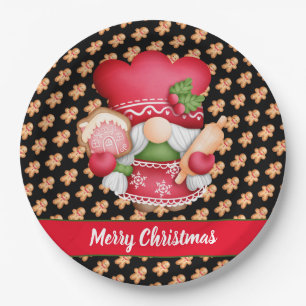 Gingerbread Gnome Customize Colour and Text Paper  Plate
