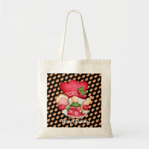 Gingerbread Gnome Customize Colour and Text Tote Bag