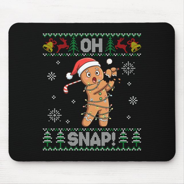 Gingerbread Golf Christmas Cookie Oh Snap Santa Ug Mouse Pad (Front)