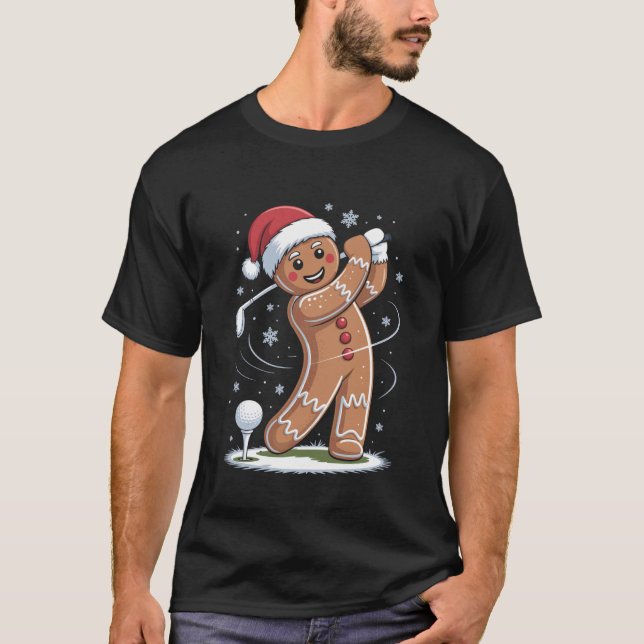 Gingerbread Golf Player Christmas Golfer Xmas Golf T-Shirt (Front)