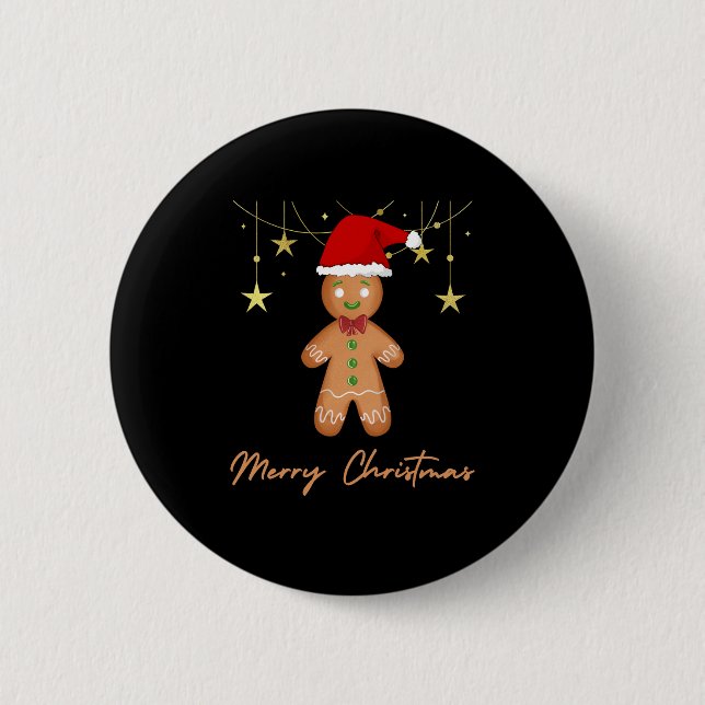 Gingerbread Greetings Christmas 2 Inch Round Button (Front)