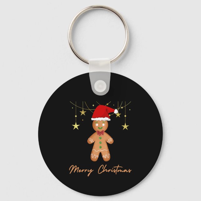 Gingerbread Greetings Christmas Keychain (Front)