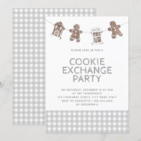 Gingerbread Grey Gingham Cookie Exchange Swap