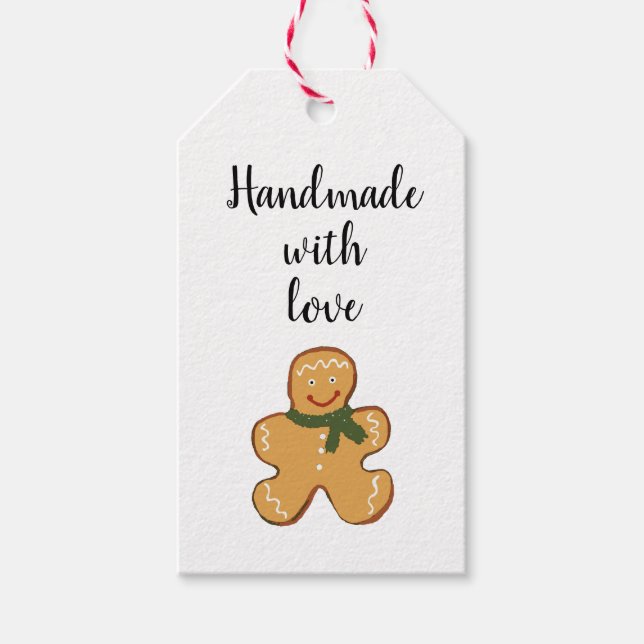 Gingerbread Handmade with Love Present Gift Tag (Front)