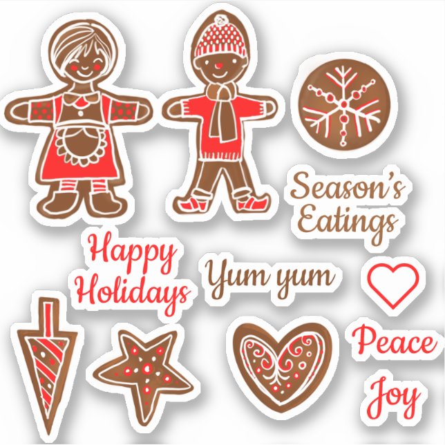 Gingerbread happy holiday stickers  (Front)