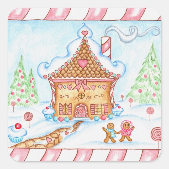 Gingerbread Heart House Sticker (Front)